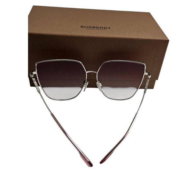 Burberry BE3143 Alexis Metal Sunglasses in Silver Pink main image 4